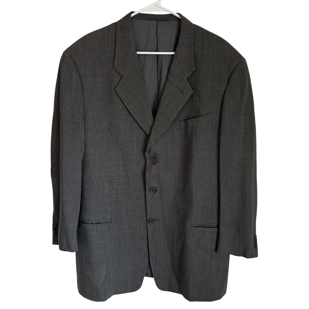 Armani Collezioni Gray Virgin Wool Sport Coat Blazer 46R Made Italy Saks 3-Btn